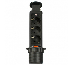 Блок розеток выдвижной верт.POP UP 3 розетки черный