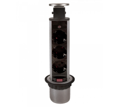 Блок розеток выдвижной верт.POP UP 3 розетки серебро