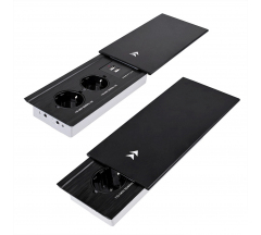 Встраиваемый удлинитель AKS Atlas,2 розетки,2*USB,HDMI,LAN,провод1,8 м, черный