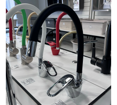 Смеситель для кухни c гибким сил.черным изливом силумин R3193F-2