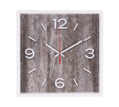 Часы Структура дерева 3028-009 30*30см квадрат белый,Рубин