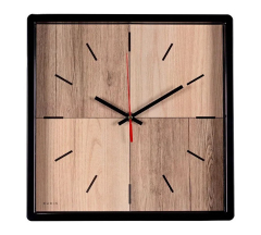 Часы Два дерева 3028-011 30*30см квадрат черный,Рубин