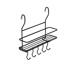 Полка на рейлинг малая с крючками черный мат